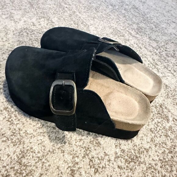 Cushionsire Black Suede Women’s Platform Clogs 7 - Picture 4 of 7